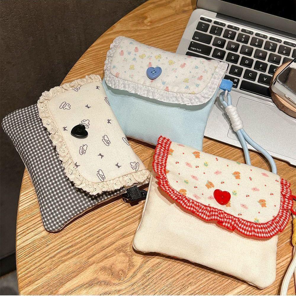 Printed Sanitary Napkin Storage Bag Purse Mini Cosmetic Bag Cute Floral Makeup Bag Student