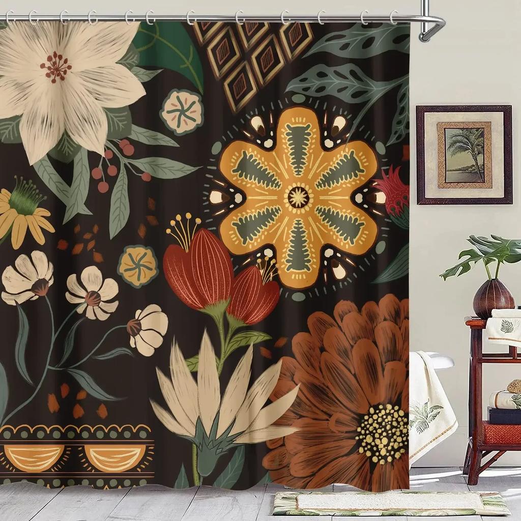 William Morris Shower Curtain,Green Shower Curtain Set For Bathroom Heavy Weight Fabric Decorative Bath Curtain Washable Curtain