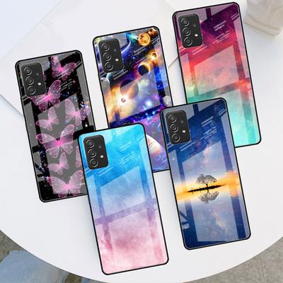 Samsung Galaxy A52 A71 A50 A51 A70 A21s A31 A72 A10 A12 A30 A22 5G Telefon Kılıfı İçin Cam Kılıf Suluboya