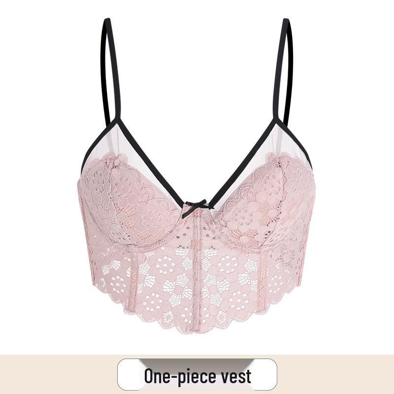 

French Ultra-thin Lingerie Set: Supportive Camisole Bra with Thin Straps for a Flattering Look 38/85AB