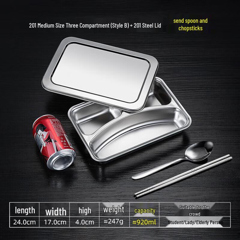 304 Stainless Steel Divided Lunch Plate