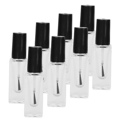 8 Pcs Refillable Nail Polish Bottles Transparent Glass Nail Varnish Rectangle Bottles 7ml