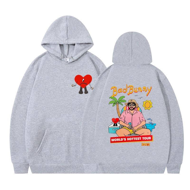 Un Verano Sin Ti Bad Bunny Anime Print Fashion Men'S Casual Hooded Sweater