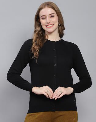 Black Solid Round Neck Sweater