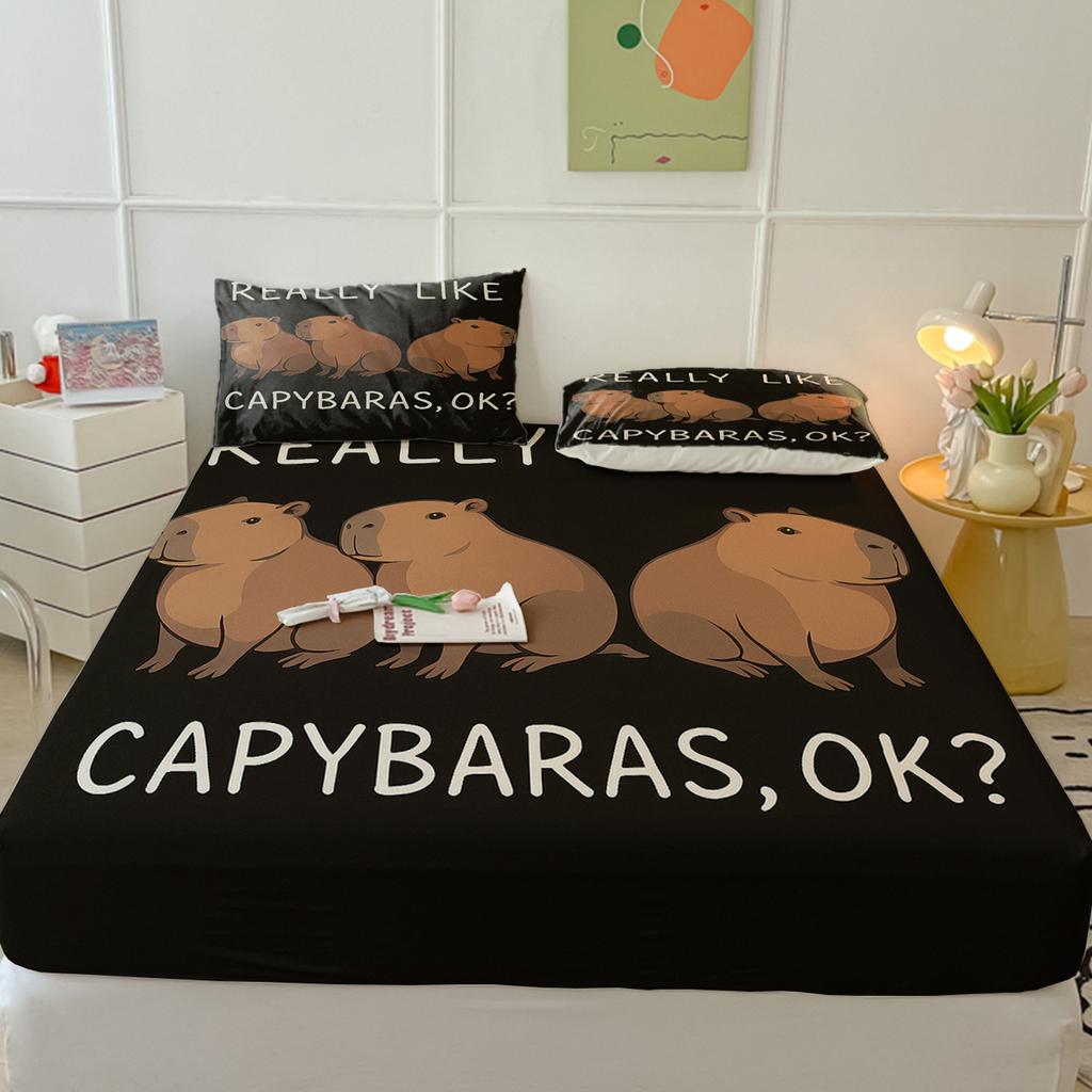 Modèle de matelas Cartoon Two, Housse de protection de matelas, Ensemble trois pièces de housse de protection, Impression numérique