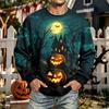 Men's Halloween Print Neck Long Sleeve Sweatshirt Casual Pullover Top