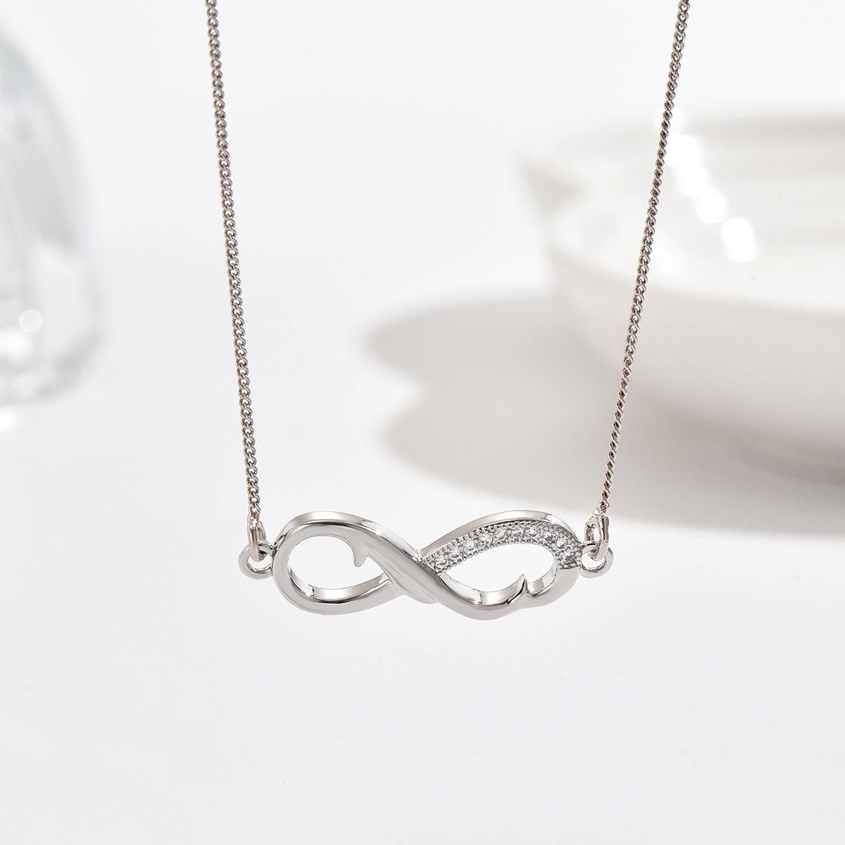 

Women s Infinity Symbol Necklace - Elegant European and American Niche Jewelry with Simple O-Chain Design. світло-сірий колір