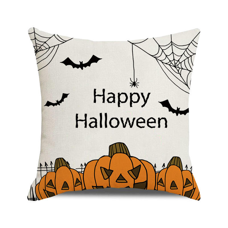 Halloween Bat Crow Pumpkin Print Cushion Cover Home Living Room Sofa Decoration Throw Pillow Cover