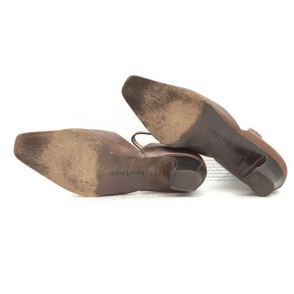 RALPH LAUREN leather ankle strap sandals high heels brown 22.5-23.5(USED)