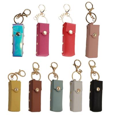 Luxury Leather Lipstick Bag Keychain Exquisite Storage Bag Pendant Chapstick Pouch Keyring Women Accessories Jewelry