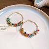Silver needle pearl glass colored winding earrings dopamine sweet temperament earrings niche high-end fashion earrings