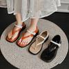 2025 Summer New Flat Bottom Buckle Strap Women's Sandals Casual Versatile Comfort Pinch Toe Concise Beach Sandals Women