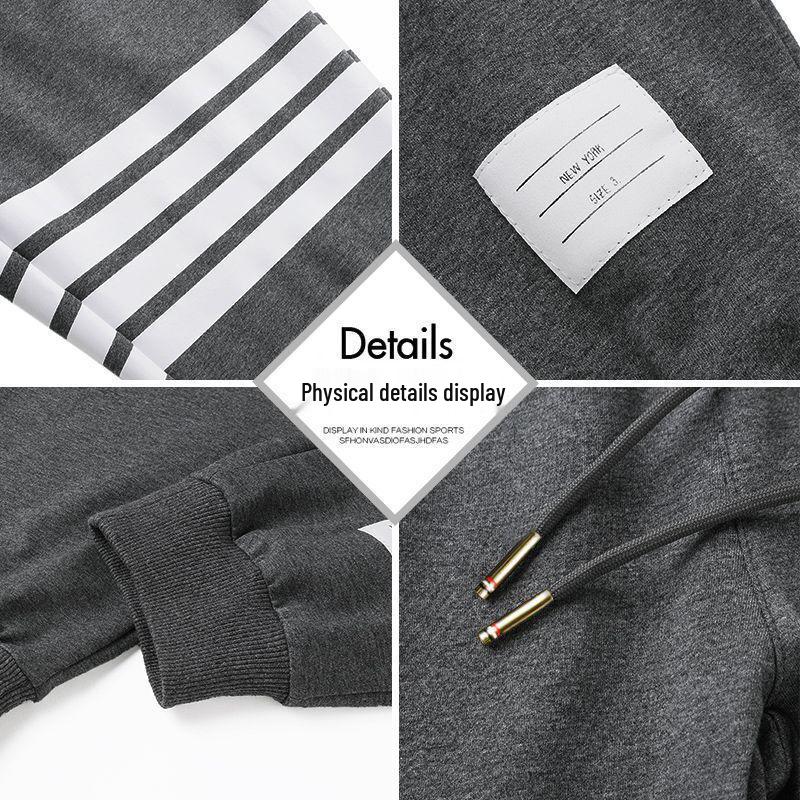 Men's Tide Brand Four-Stripe Casual Jogger Sweatpants - Trendy, Versatile Cotton for Spring and Autumn