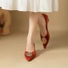 Special Heel Slip Single Shoes Autumn New Pointed Toe Suede Rhinestone Round Buckle Slip-on Slip-off Kitten Heels