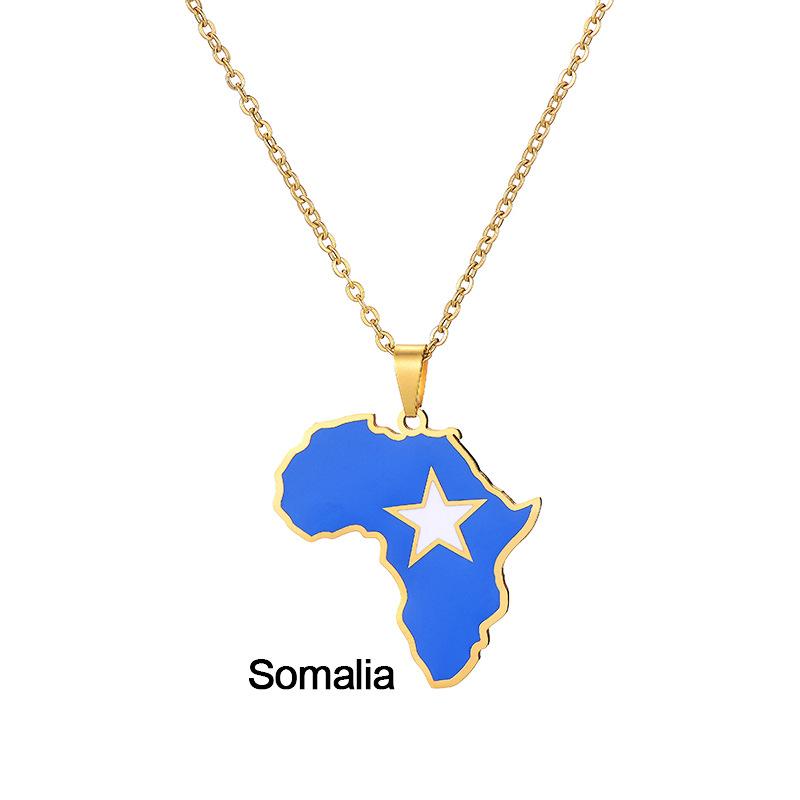 HY European and American Stainless Steel African Diamond Drop Necklace with Bamboo Chain Unisex Gift Jewelry