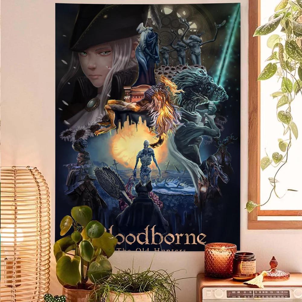 Bloodborne Game Tapestry Anime Tarot Hippie Wall Rugs Dorm Wall Hanging Sheets Art Printing Japanese L Tapestry Anime 100X70CM