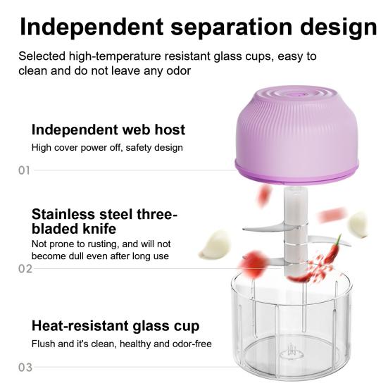 Elektrischer Mini-Knoblauchhacker USB Fleischwolf Leicht zu Reinigen Kompakt Tragbar Knoblauch Ingwer Zerkleinerer Küchenwerkzeug