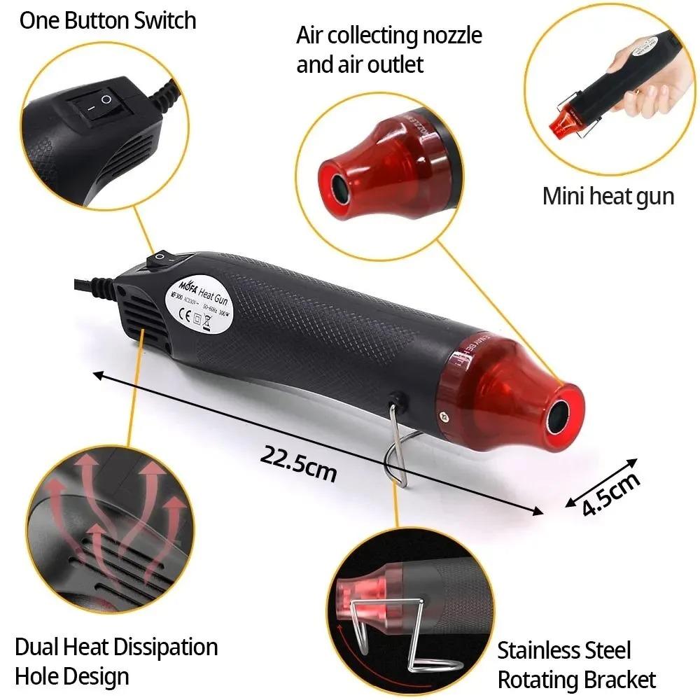 220/110v Hot Air Gun, Diy Tool, Electric Heat Tool, Mini Welding Temperature Blower, Craftsmanship with Retractable Seat Holder
