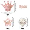 5pcs Crown Theme PE Decorative Balloon Set, Crown Shape Balloon, Happy Birthday Aluminum Foil Balloon Party Supplies