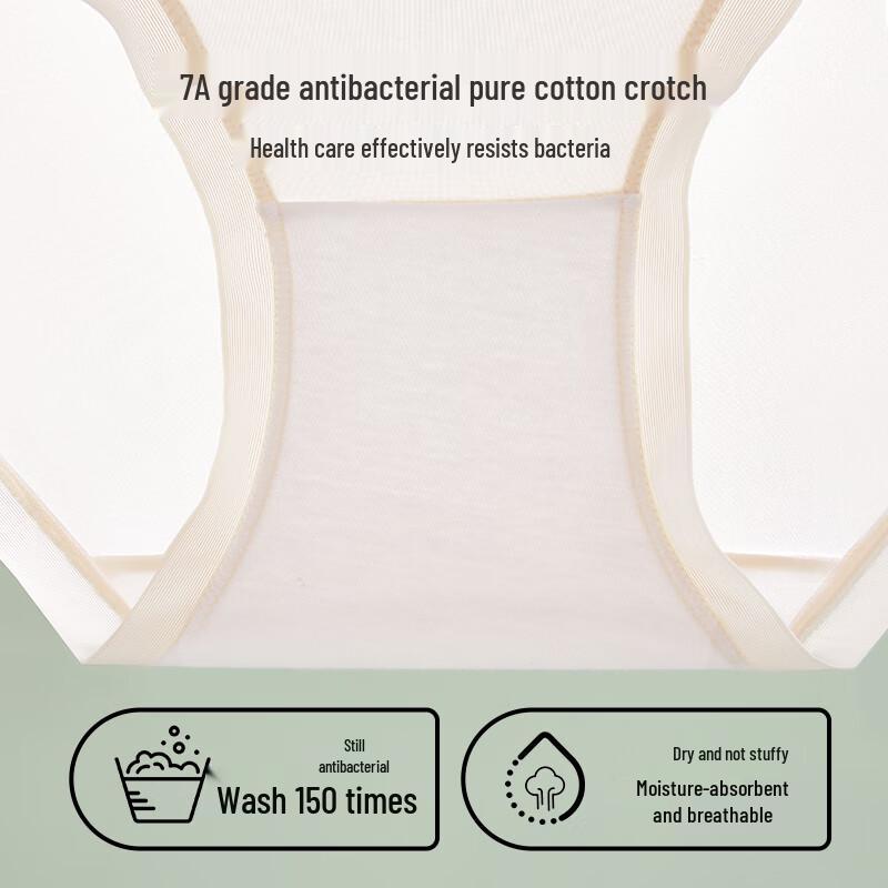 MaoRen Women's Mid-Waist Ice Silk Seamless Briefs 3-Pack