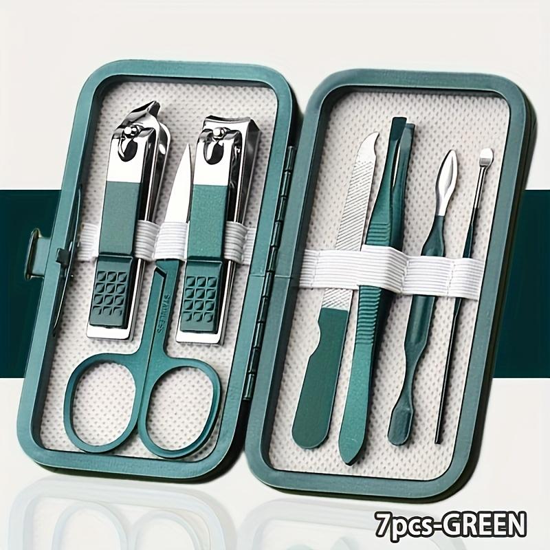 

7pcs Manicure Set Stainless Steel Nail Clippers, Nail File, Ear Cleaner, Concave Blade, Unscented, Fingernail Care Tools