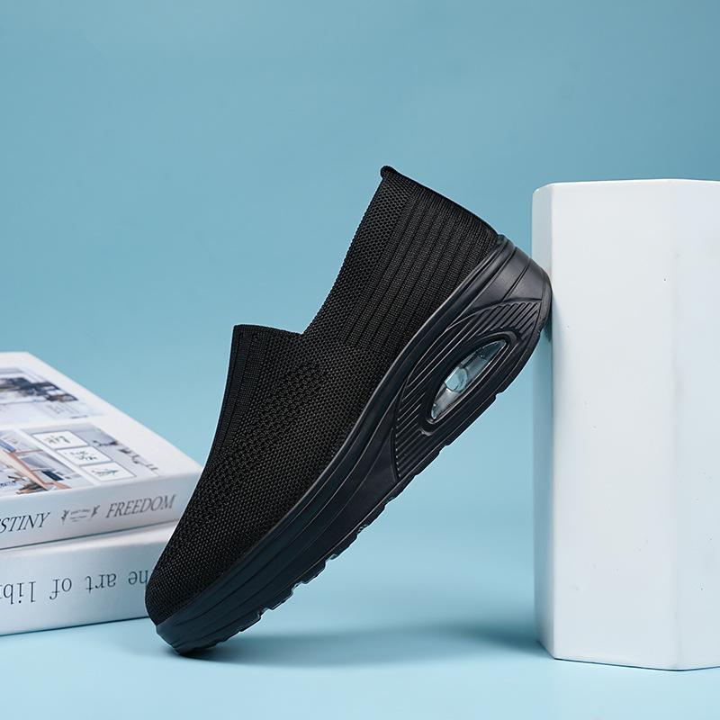 Foot Cover Lazy Thick-soled Heightening Air Cushion Sports Rocking Shoes New Fly-woven Mesh Breathable Casual Women's Shoes