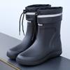 Fashion Rain Boots Waterproof Shoes Men's Tide Medium and Short Boots Wear Fleece Warm Non-slip Rain Shoes Women's Fishing Shoes Glue Shoes