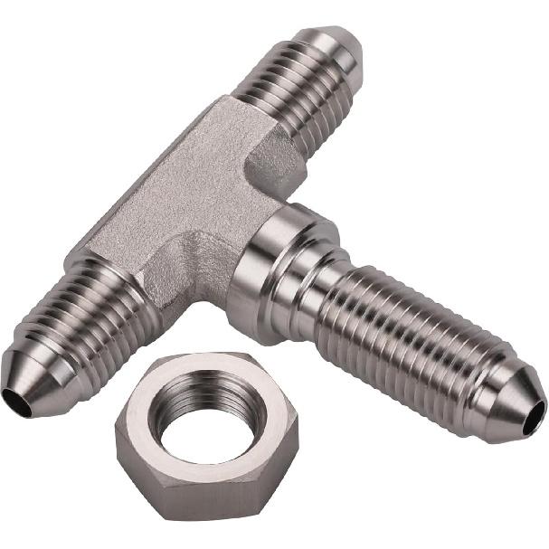 3AN Male Stainless Steel Bulkhead Tee T Brake Hose Fitting Adapter with Nut