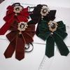 Retro Polyester Bowtie velvet Adjustable Collar Flower Diamond Collar Pins Women