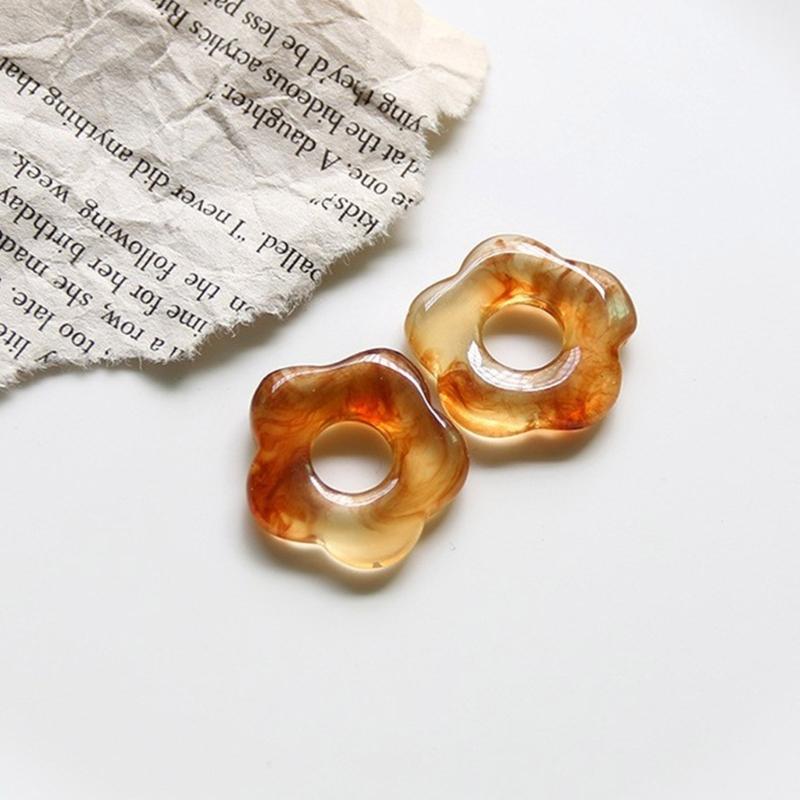 Resin Flower Pendant Hollow Five Petal Floral Charm Jewelry DIY Supplies for Necklace Bracelet Earring Jewelry Making