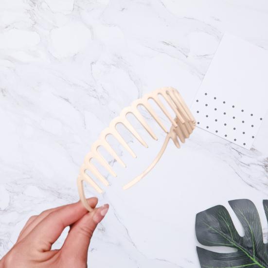 Women Non-Slip Hair Comb Hairband Solid Color Frosted Texture Bang Headband Sturdy Hair Hoop with Teeth