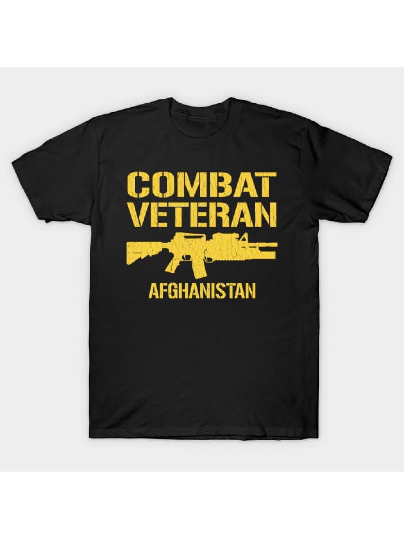 

Men s Vintage Combat Afghanistan T-Shirt with Rifle Graphic - Distressed Tee S