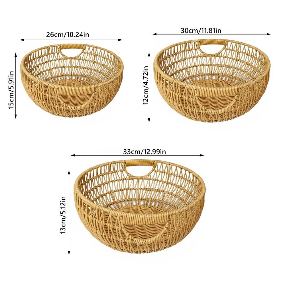 High Quality Imitation Vine Storage Basket Round Sturdy Fruit Basket Brown Large Capacity Drain Basket Gift