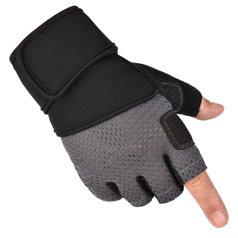 Half Finger Gloves for Men's Gym Help with Dumbbell Weight Lifting Wrist Guard Exercise Non Slip Wear Resistant Breathable Sports Riding