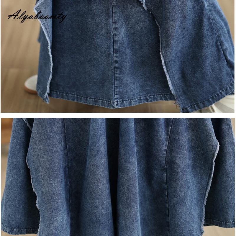 Plus Size Spring Summer Women Wide Leg Jeans High Waist Drawstring Oversized Baggy Denim Culottes Pants Patchwork Stylish Ladies' Trousers