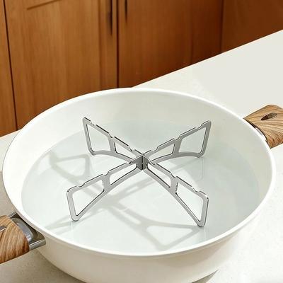 Folding Cross Steaming Rack, Kitchen Pot Rack, Multi-functional Water-proof and Heat-insulating Support Frame for Steaming Dishes