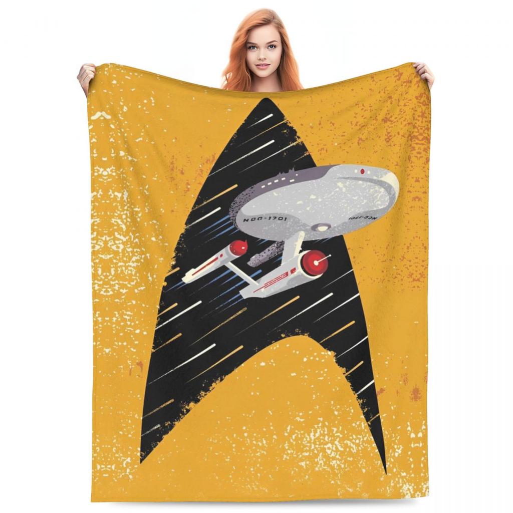 Stars Treks Deep Space Nine Flannel Blankets Station Logo Novelty Throw Blankets Bed Sofa Couch 150*125cm Plush Thin Quilt Warm