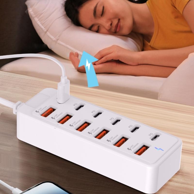 Multiport USB C und USB A Ladeadapter Steckdose Unterstützt 12 Geräte Gleichzeitiges Laden Adapterstationen