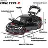 AAALW1 1:32 Scale Honda CIVIC TYPE-R Alloy Diecast Toys Cars Models with Sound Light Miniature Vehicles Children Adult Birthday Gifts