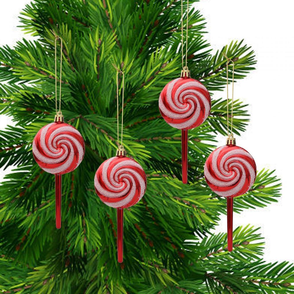 4 Pieces Christmas Tree Hanging Ornament Lollipop Creative Xmas Pendant for