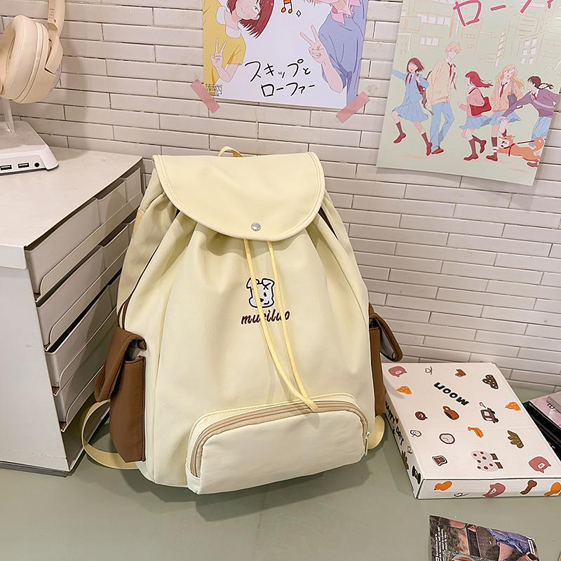 College Style Backpack Women's Outdoor Sports Lightweight Drawstring Schoolbag Large Capacity Backpack