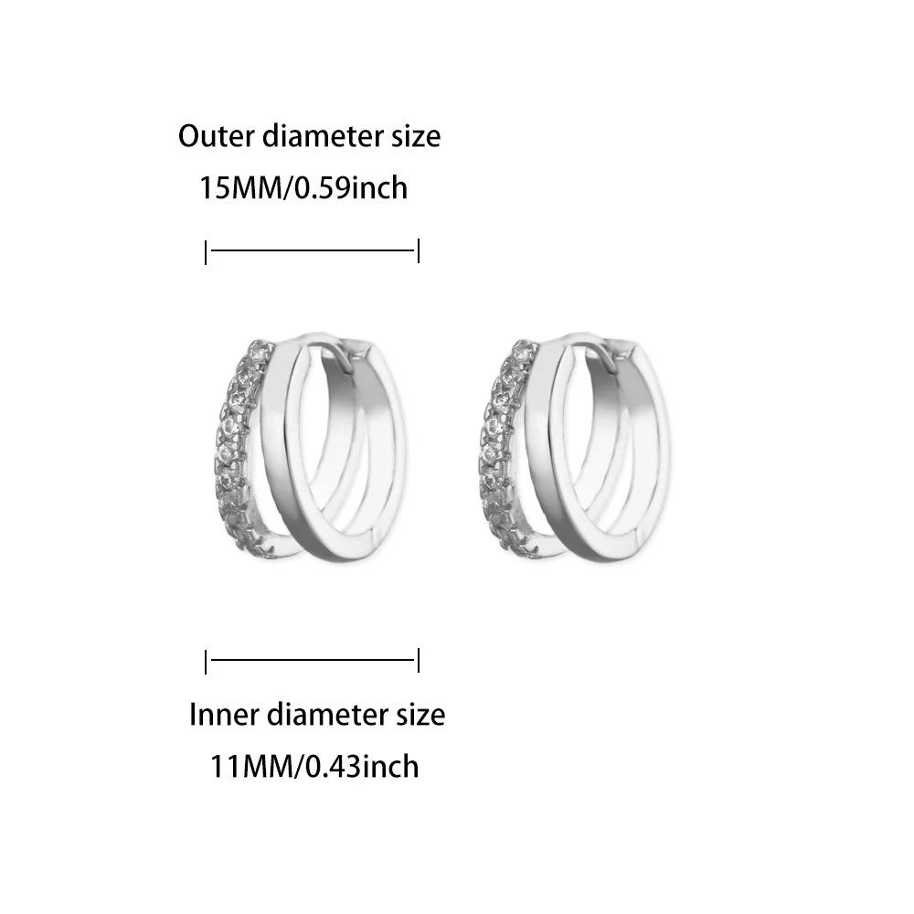 New Trendy Color Row Diamond Micro-inlaid Zircon Ear Buckle Simple and Advanced Sense Exquisite Small Commuter Earrings