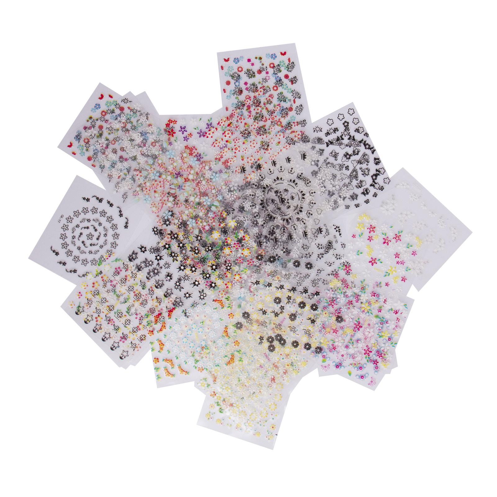 

50 листов 3D смешанных цветов, цветочный дизайн, наклейки для дизайна ногтей, красивые модные аксессуары, украшения для дизайна ногтей