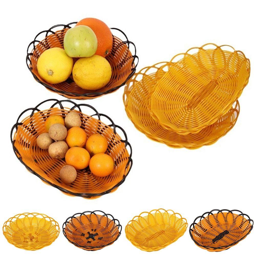 Plastic Food Plate Woven Fruit Tray New Bread Basket Breakfast Cake Snack