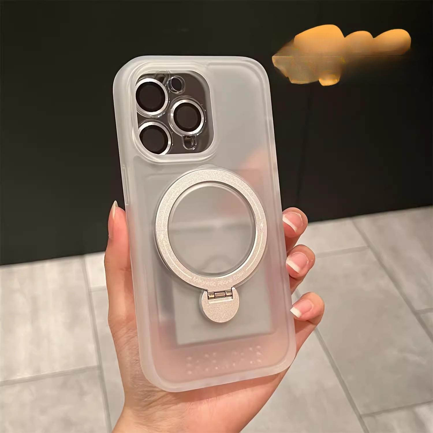 

360 Fulcrum Shell Подходит для чехла для мобильного телефона IPhone15 Вращающийся кронштейн Магнитная присоска Apple 14Pro Матовый защитный чехол из ПК iPhone12promax