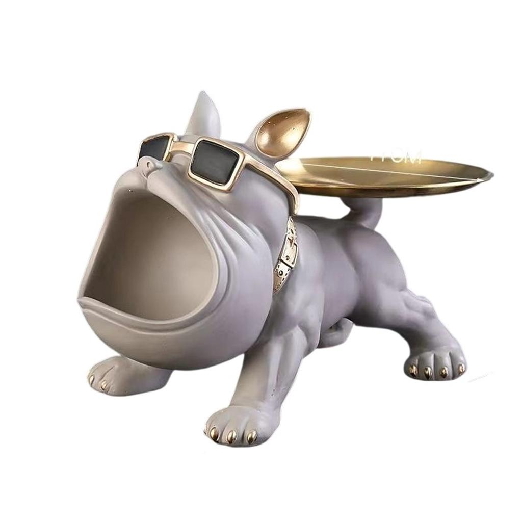 Decorative Items For Putting Keys At The Entrance, Home Decor In The Foyer, Black Big Mouthed Dog Tray Storage Box