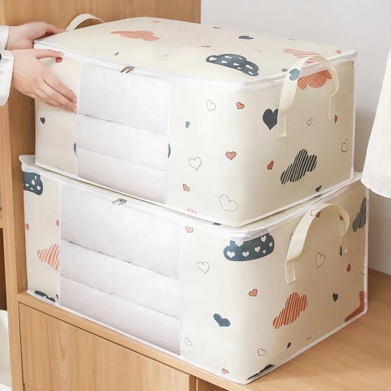 Large Capacity Clothes Storage Bag Organizer With Reinforced Handle Suitable For Blankets Bedding Foldable With Sturdy Zipper