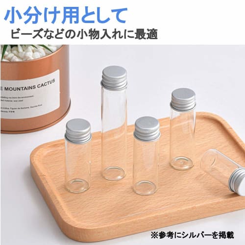 Chocople Small Glass Bottle, Mini Bottle, Storage Container, Divided Into Small Items (15ml Silver)