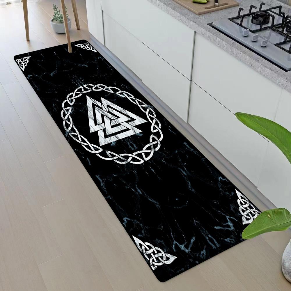 Entrance Front Doormat Symbol Valknut Nordic Valhalla Non-slip Kitchen Living Room Rug Balcony Bathroom Foot Floor Mat Carpet