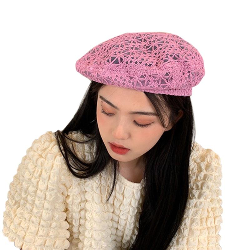 

Женские шляпы Шляпа художника Дышащая тонкая летняя полые цветочные узоры